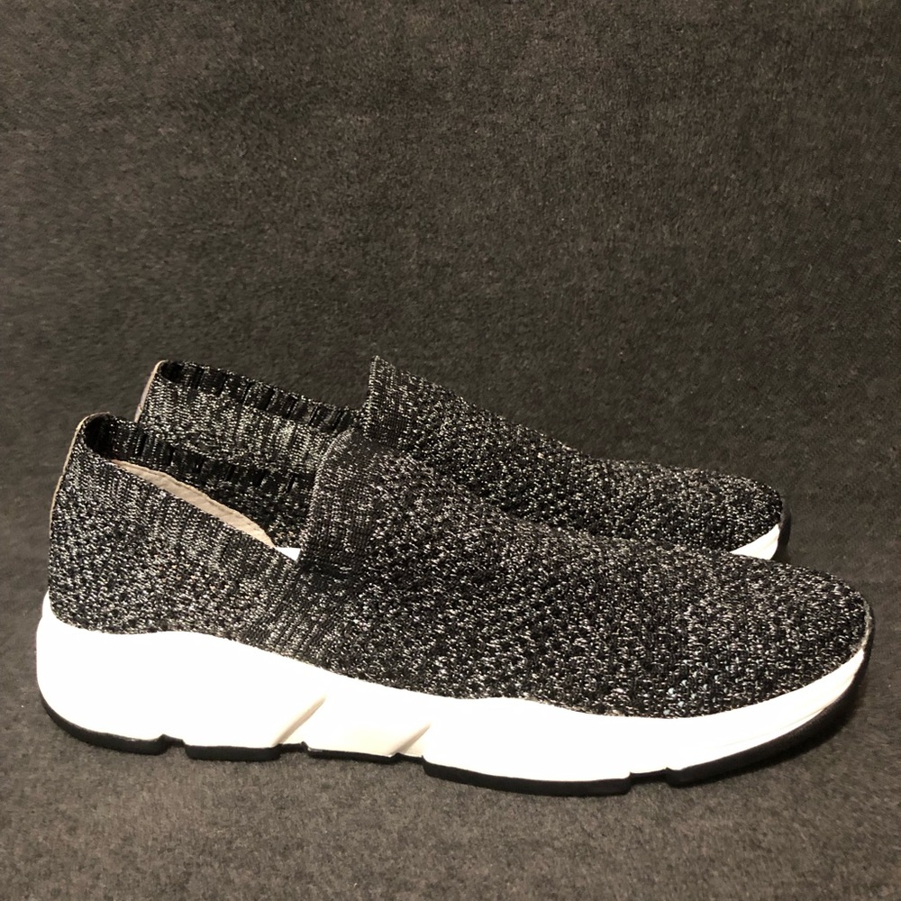 Johnston & Murphy Shoes Women’s 10M Harriet Black Silver Knit Slip On Sneakers